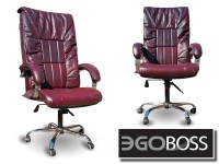 Офисное массажное кресло EGO BOSS EG1001 Maroon в комплектации ELITE натуральная кожа - магазин СпортДоставка. Спортивные товары интернет магазин в Энгельсе 